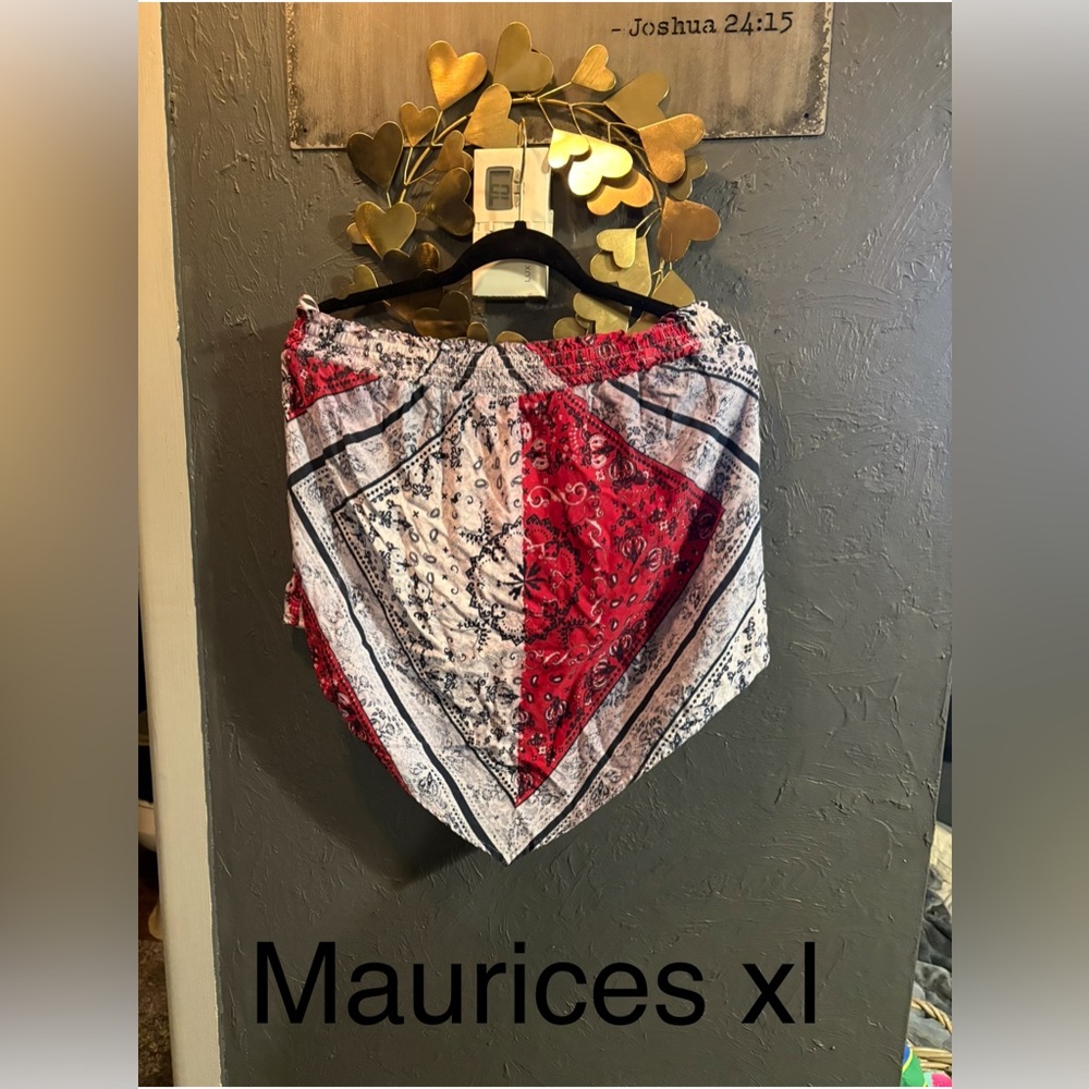 Red and White Bandana Print tube top